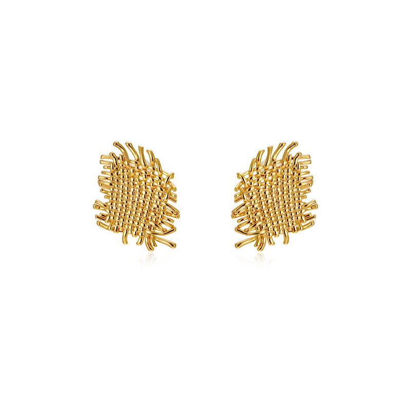 Earrings for Women,Flat Woven Texture Stud Earrings Silver Post Hypoallergenic