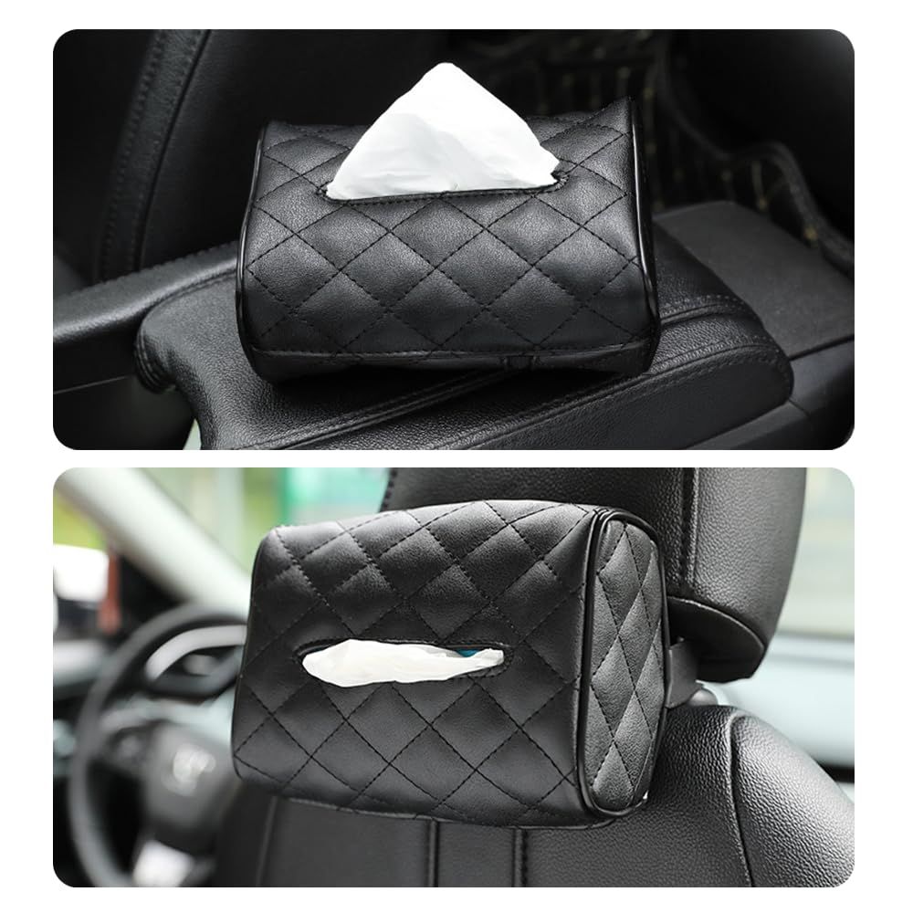 Car Tissue Holder,Soft Microfiber Leather Tissue Box Holder for Car Visor view 2