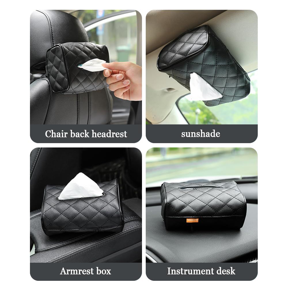 Car Tissue Holder,Soft Microfiber Leather Tissue Box Holder for Car Visor view 3