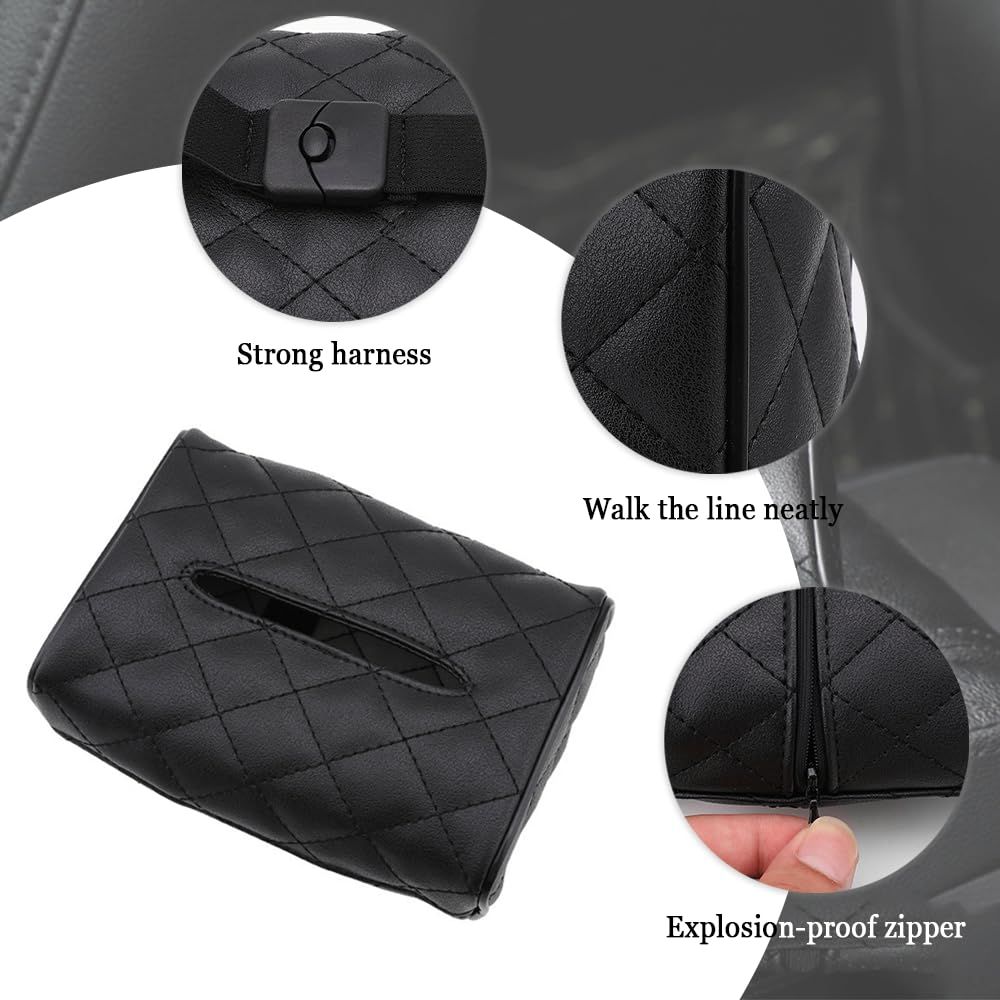 Car Tissue Holder,Soft Microfiber Leather Tissue Box Holder for Car Visor view 5