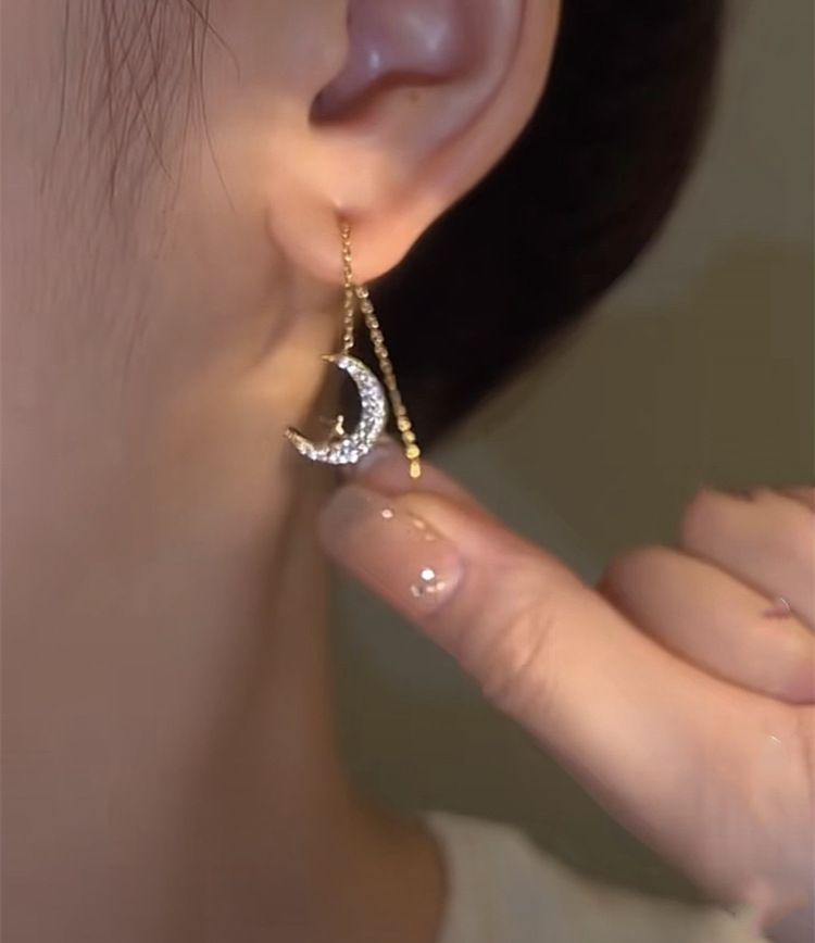 925 Sterling Silver Shiny Diamond Earrings view 2