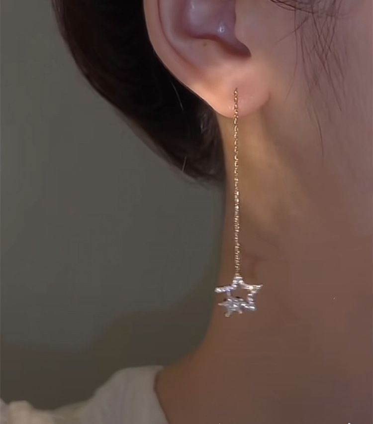 925 Sterling Silver Shiny Diamond Earrings view 3