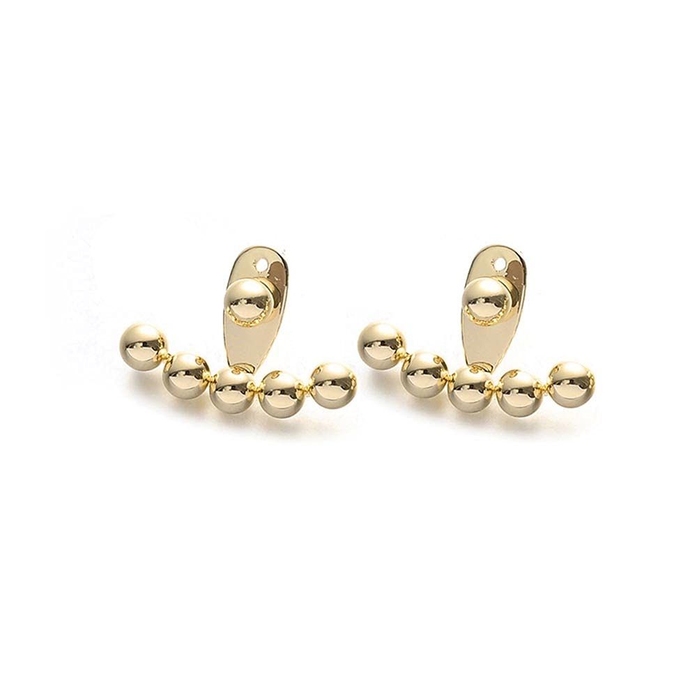 Design Back Hanging Round Beads Stud Earrings for Women Korean Jewelry Simple