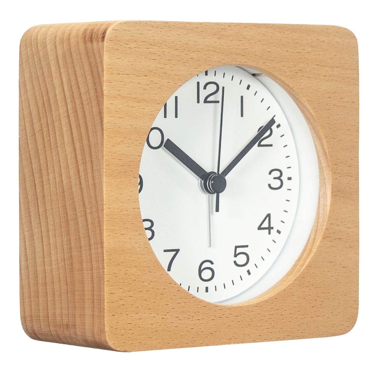 Square Wooden Alarm Clock with Arabic Numerals — image 1