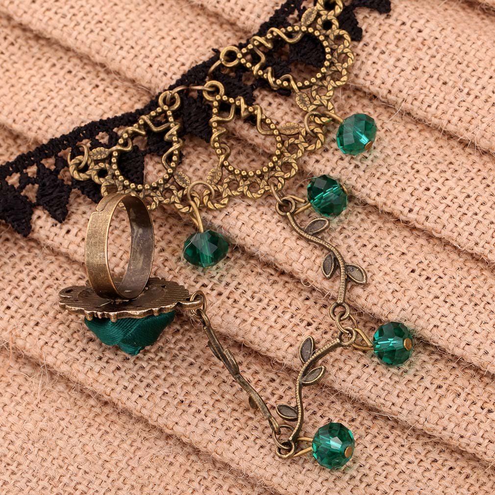 Adjustable Women Jewellery Charm Bracelet Wristband Noble Green Rose Branch view 4