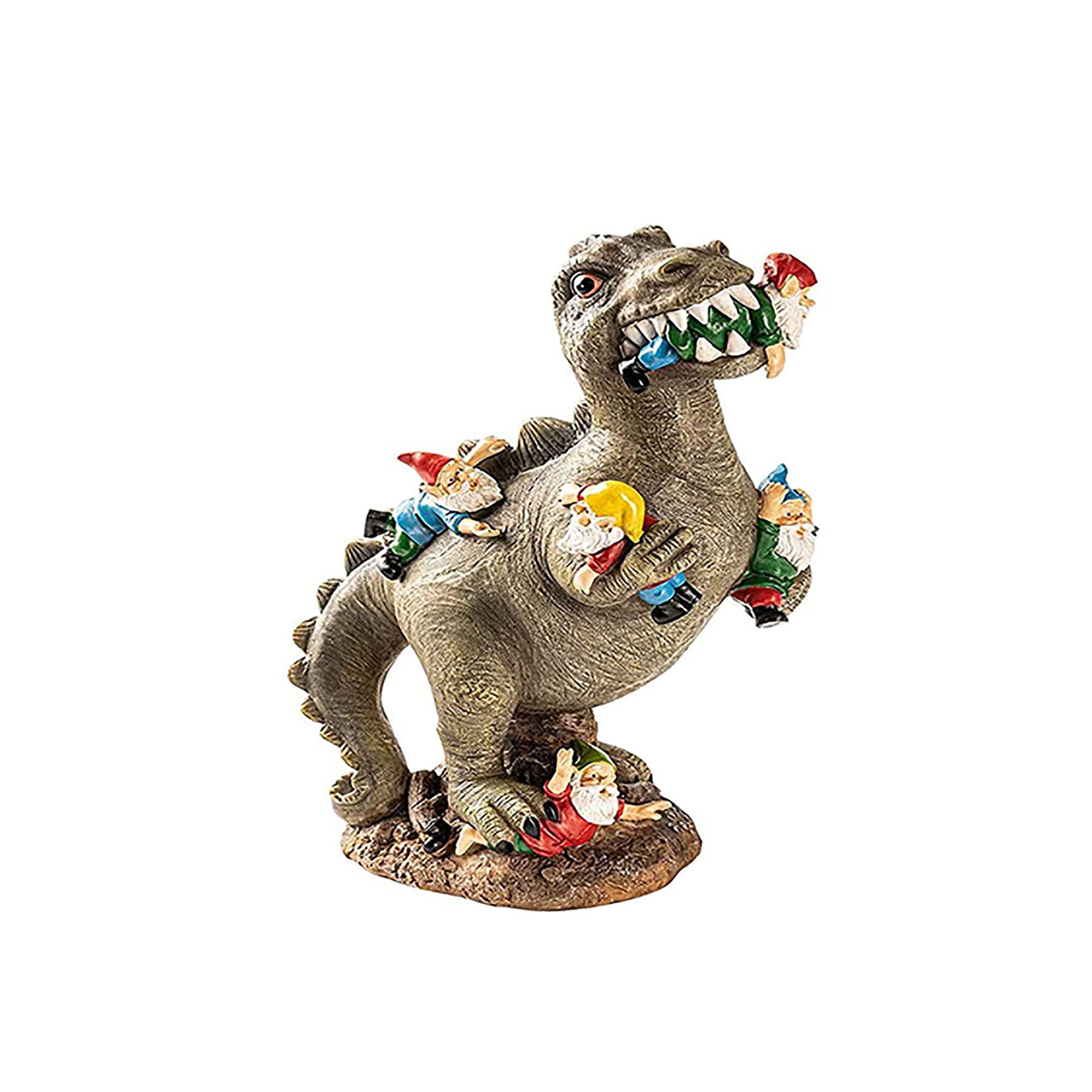 Dinosaur Eating Gnomes Statue