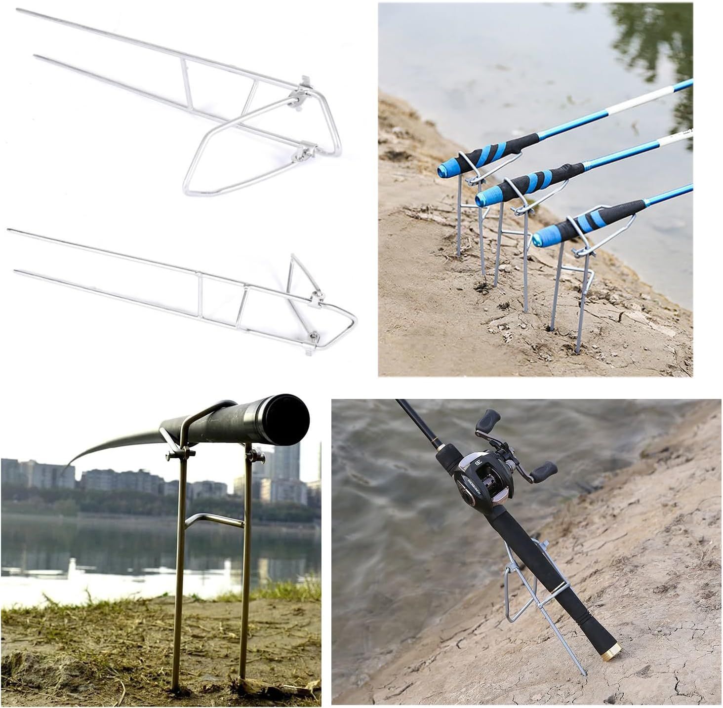 3 Pack Fishing Rod Holders Fish Pole Holder Portable Adjustable Foldable view 3