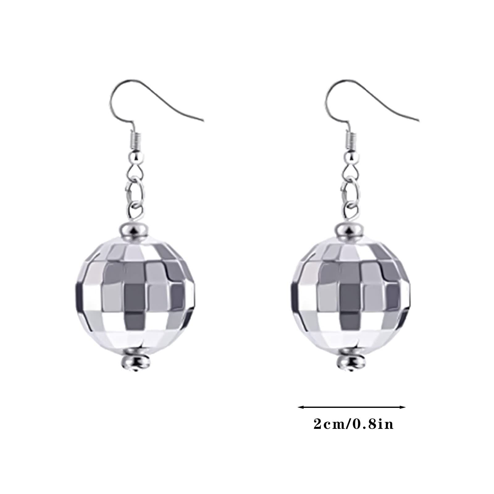 Ball Earrings Silver Mirror Disco Ball Drop Dangle 30MM Ball Earrings Dance view 3