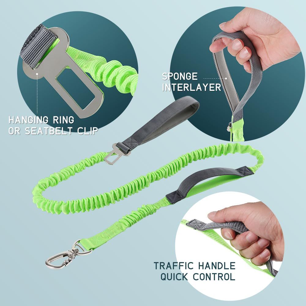Dog Leash Elastic, No-Pull Seatbelt Heavy Duty, Shock Absorbing for Small view 2