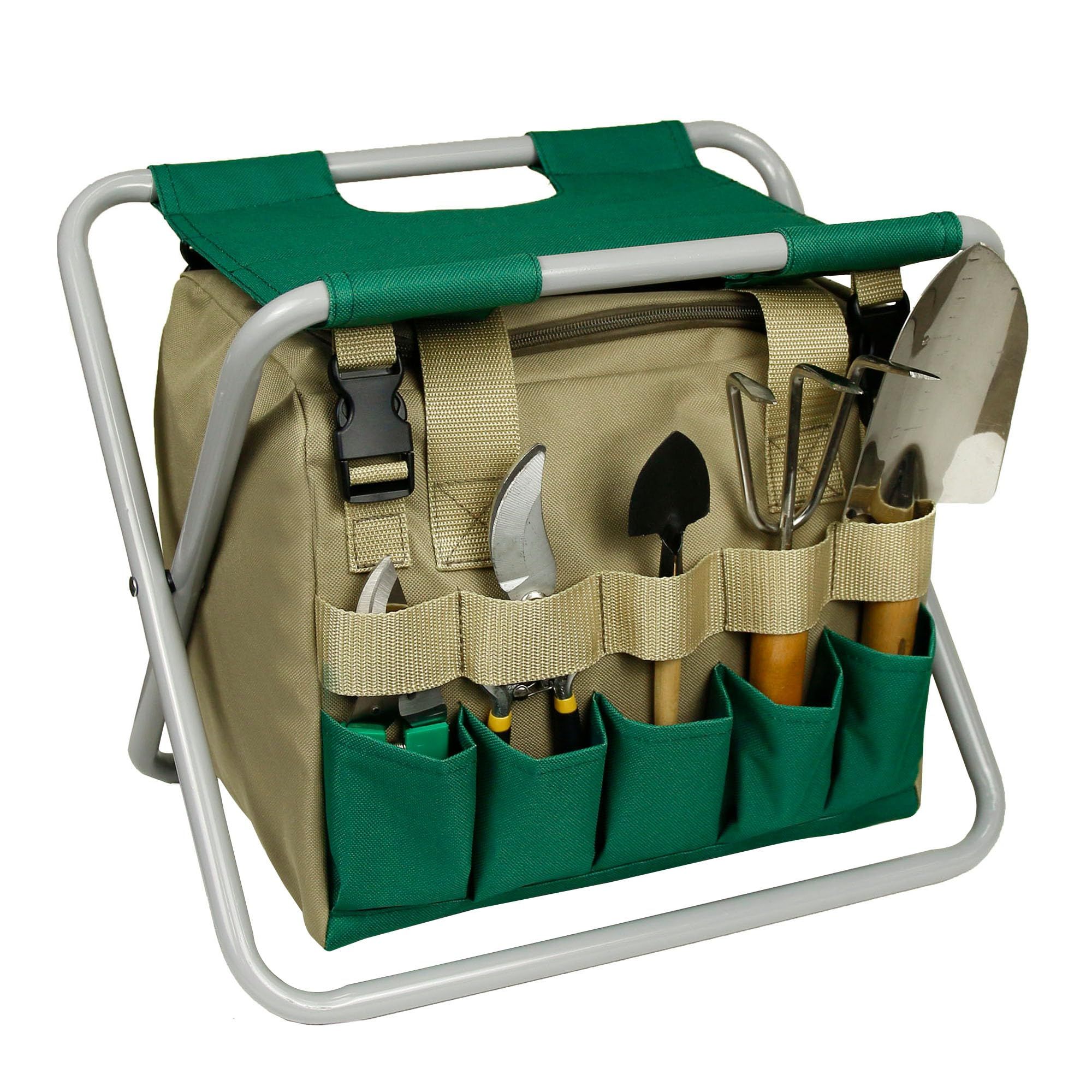 Folding Gardening Stool with Detachable Storage Tote Bag