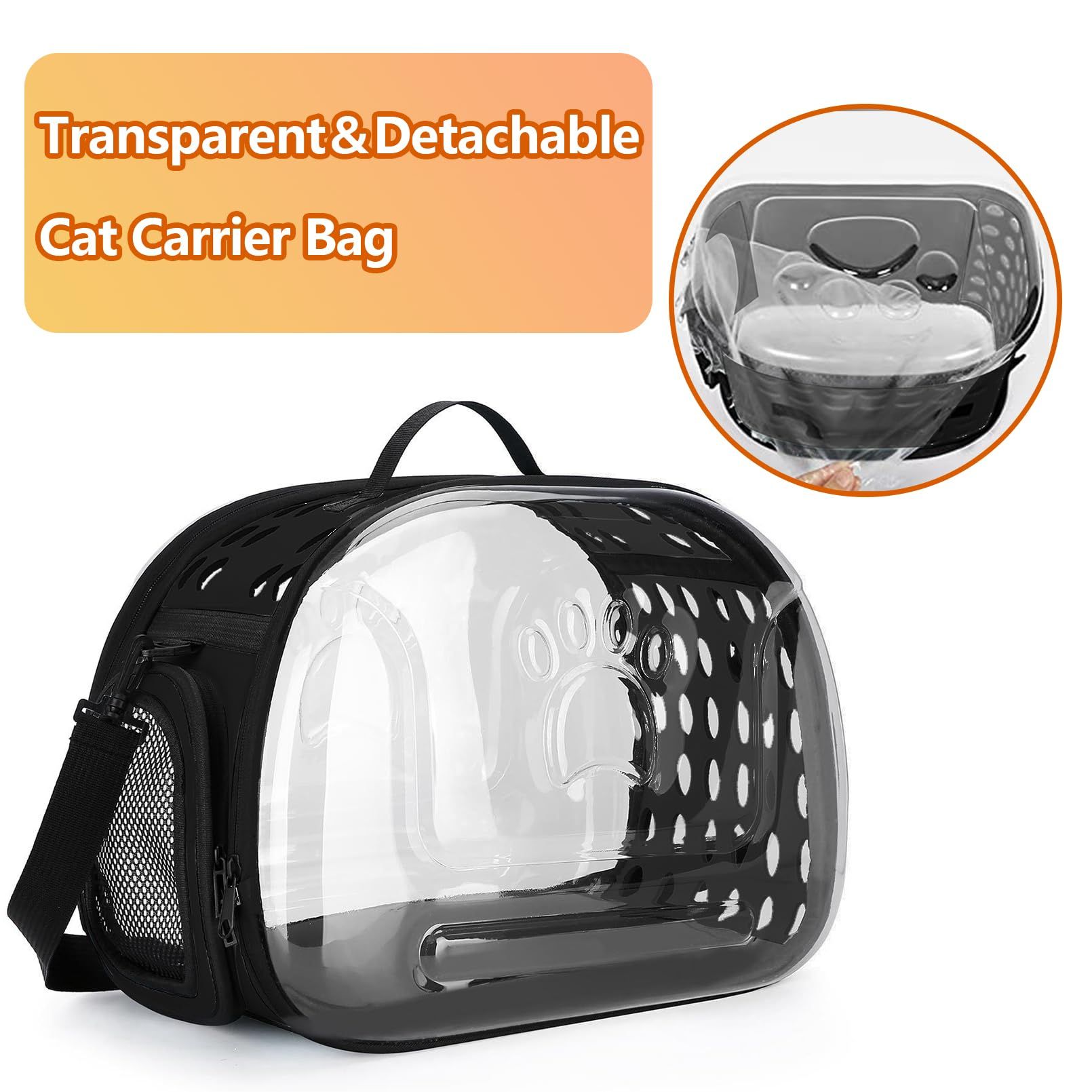 Transparent Cat Carrier Portable Small Cat Carried Bag Foldable Soft-Sided Pet view 3