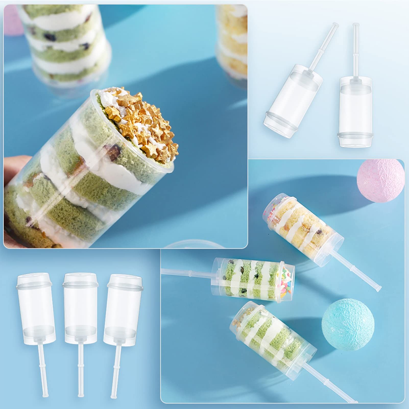 20Pcs Cake Pop Shooter, Cake Stand, Round Plastic Jelly Ice Cream Push- up view 2