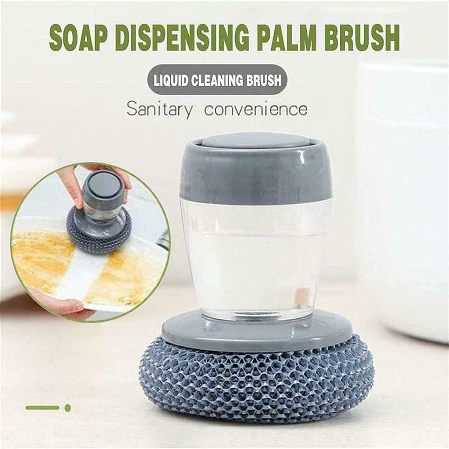 Kitchen Soap Dispensing Palm Brush Multifunctional Pressing Cleaning Brush view 3