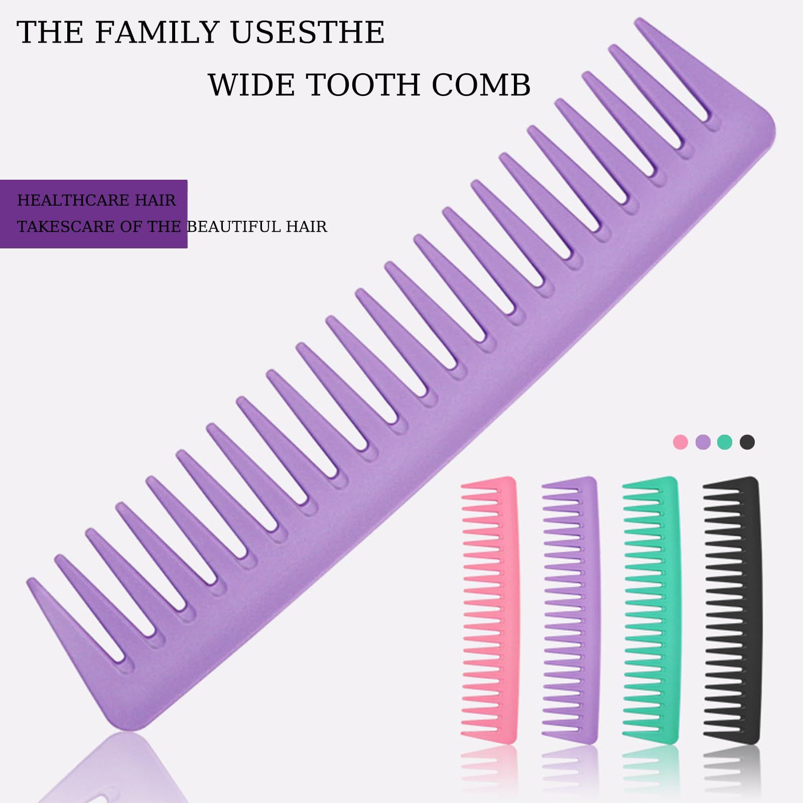 4 Pieces Large Wide Tooth Comb & Large Detangling Comb for Curly Straight Wet view 3