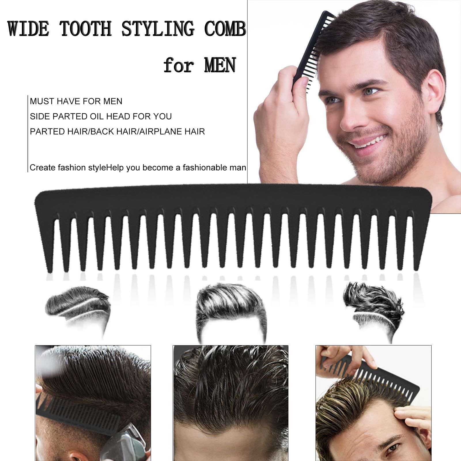 4 Pieces Large Wide Tooth Comb & Large Detangling Comb for Curly Straight Wet view 4