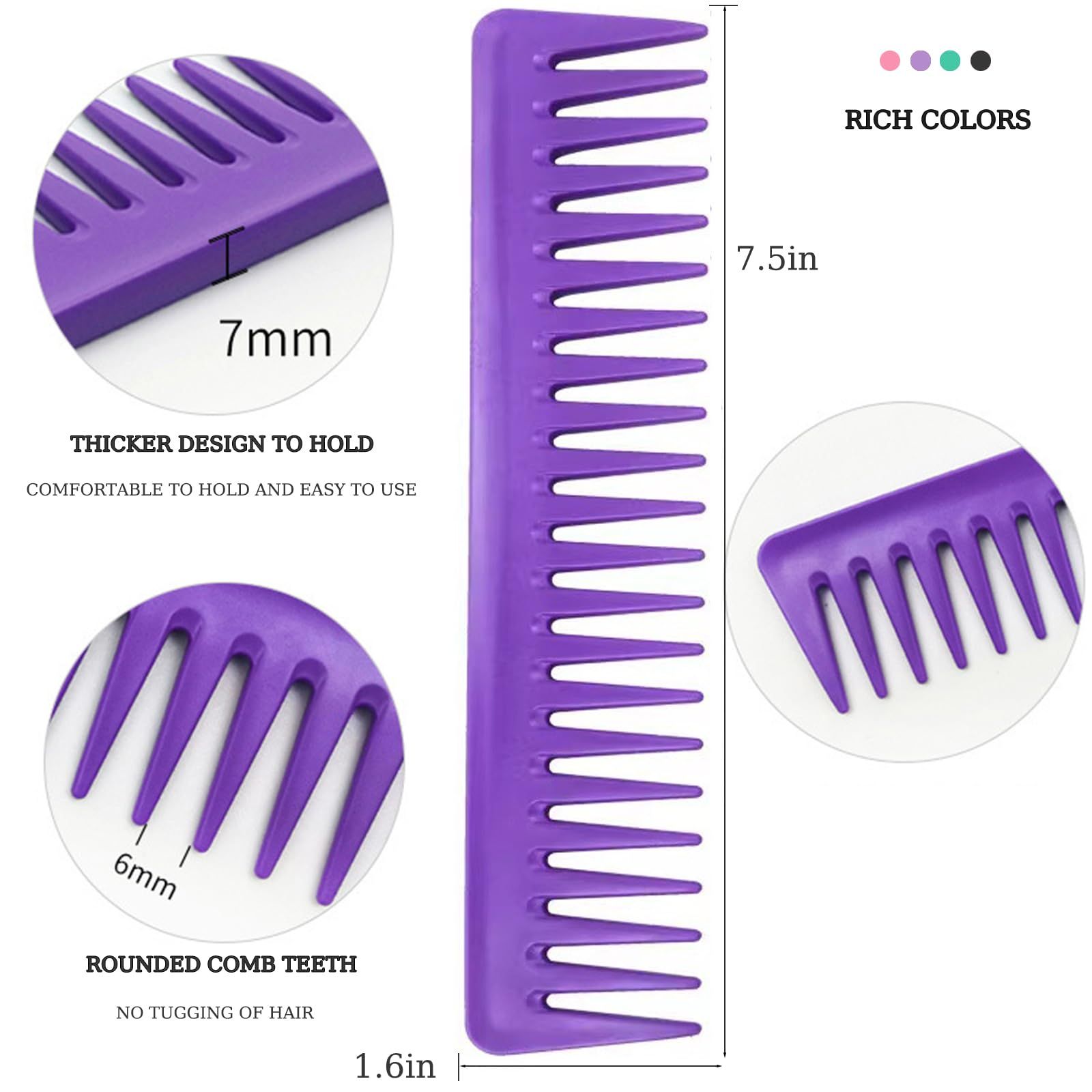 4 Pieces Large Wide Tooth Comb & Large Detangling Comb for Curly Straight Wet view 5