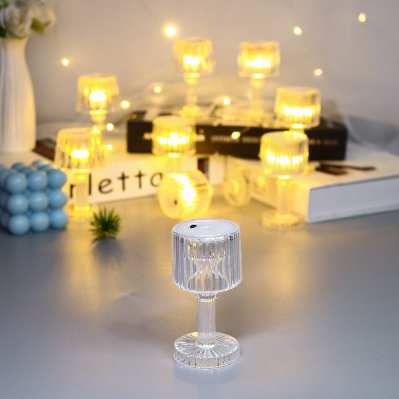 2 Pack Warm White Clear Crystal Mini Acrylic LED Desk Lamps view 2