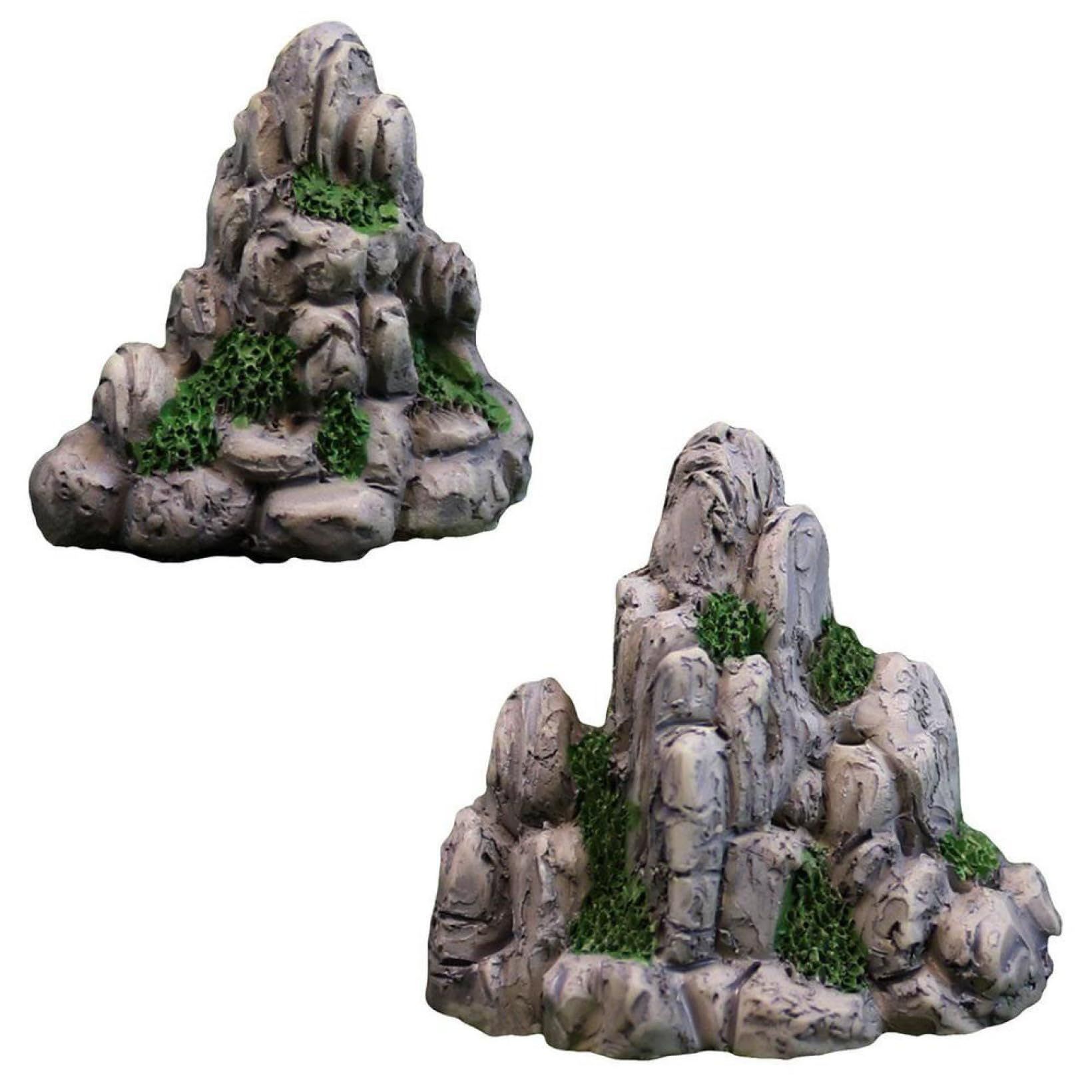 2 pcs Aquarium Ornaments Mountain View Landscape Shaped Resin Classical — image 1