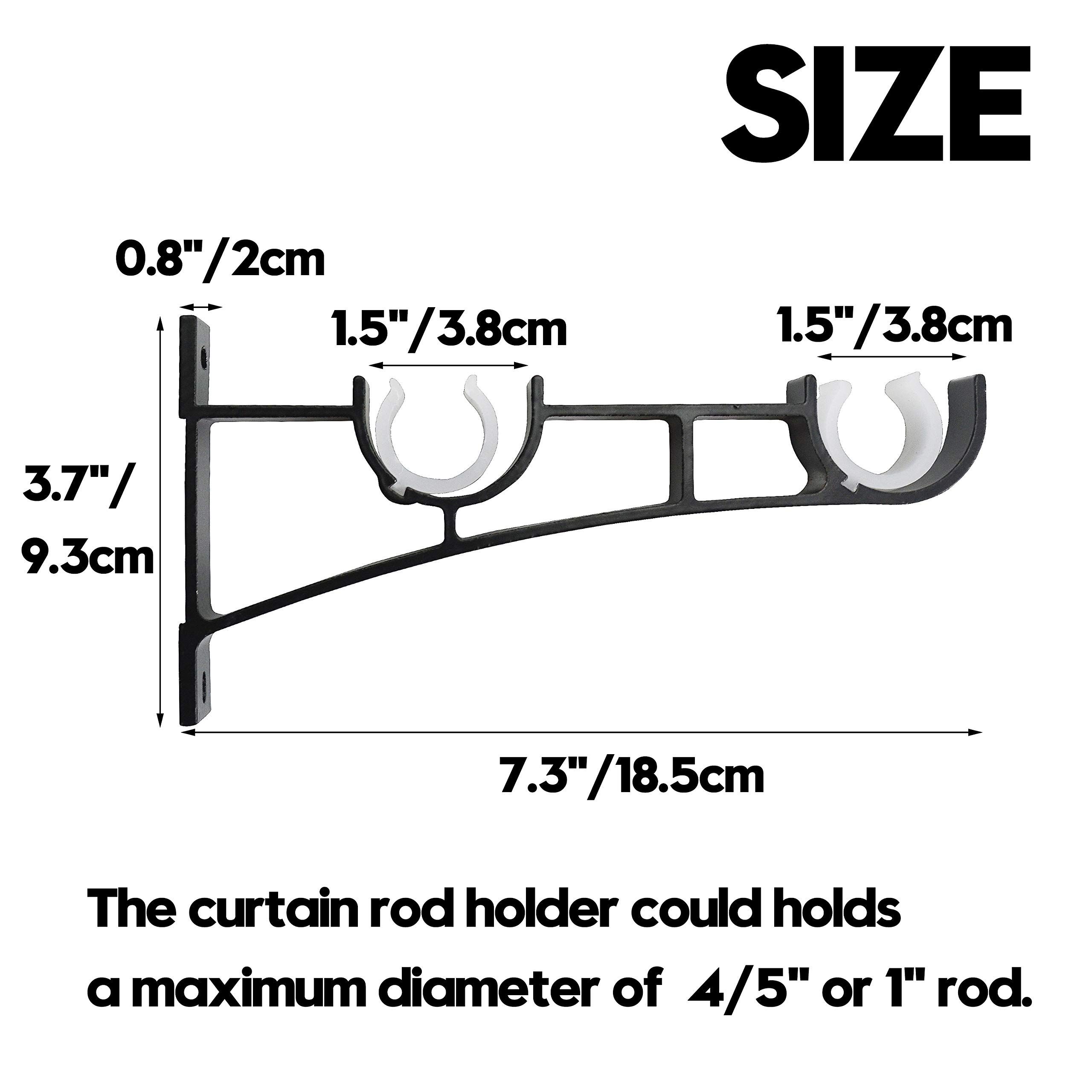 Double Curtain Rod Brackets Set of 4 for Drapery Rod Window Hardware Rod view 5