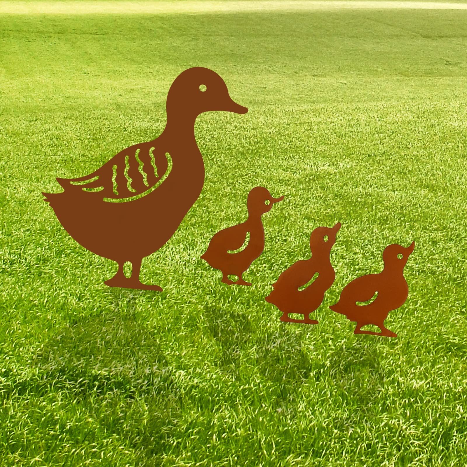 Duck Garden Statue Duck Statue Metal Lawn Ornaments Hollow Garden Decorations view 4