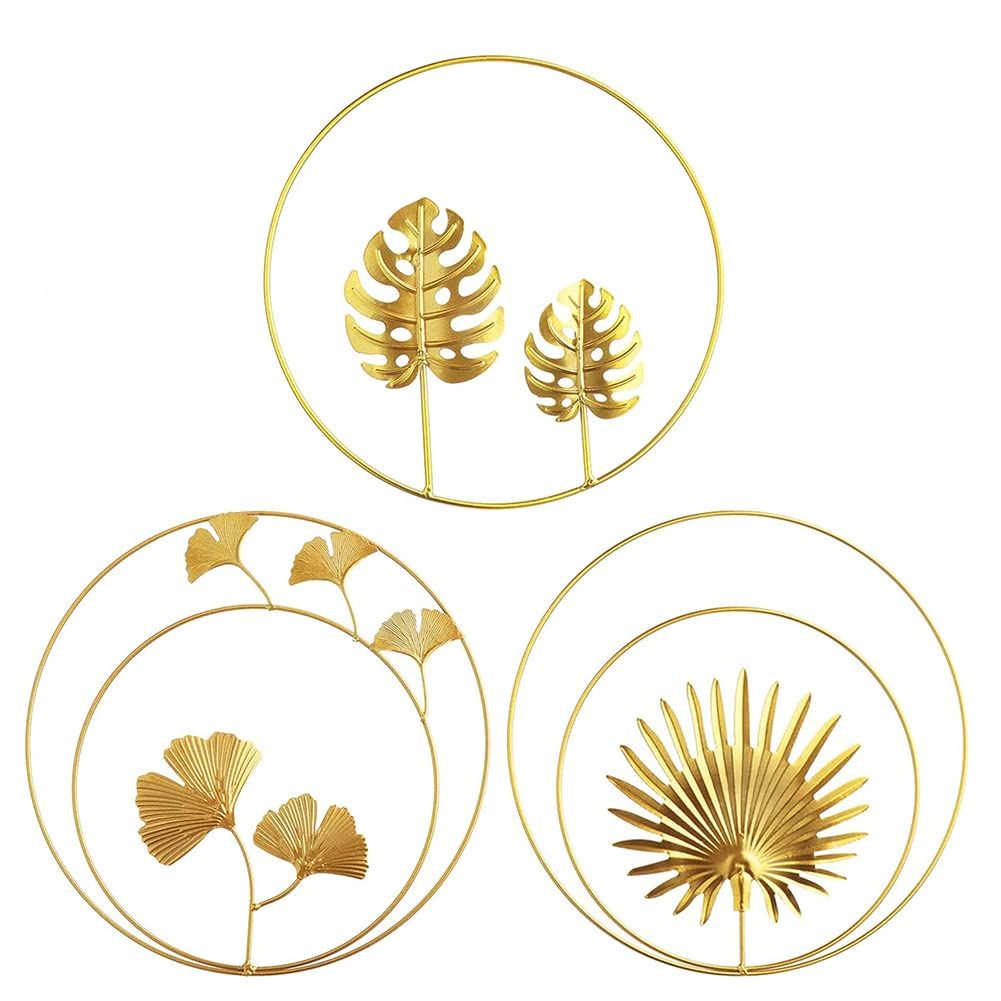 3 PCS Gold Wall Decor, 11inch Gold Metal Wall Art Decor Gold Ginkgo Maple Leaf — image 1