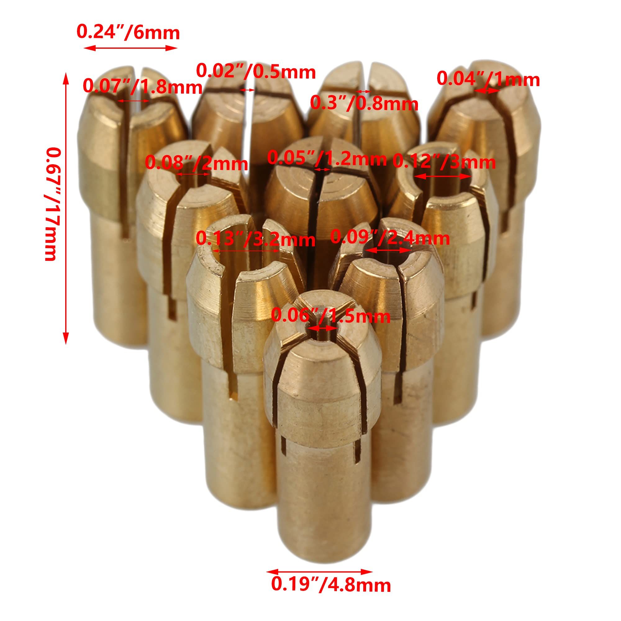 0.5-3.2mm Brass Collet Drill Chuck Fits Rotary Tools Electric Grinding Collect view 5