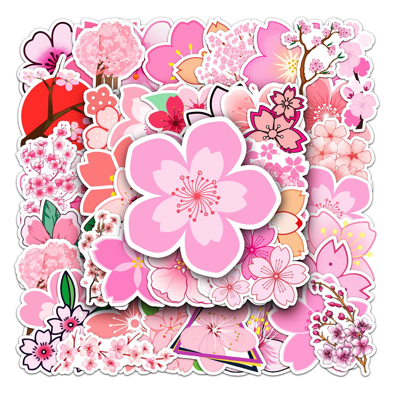 Cherry Blossoms Stickers 50Pcs Laptop Stickers Aesthetic view 2