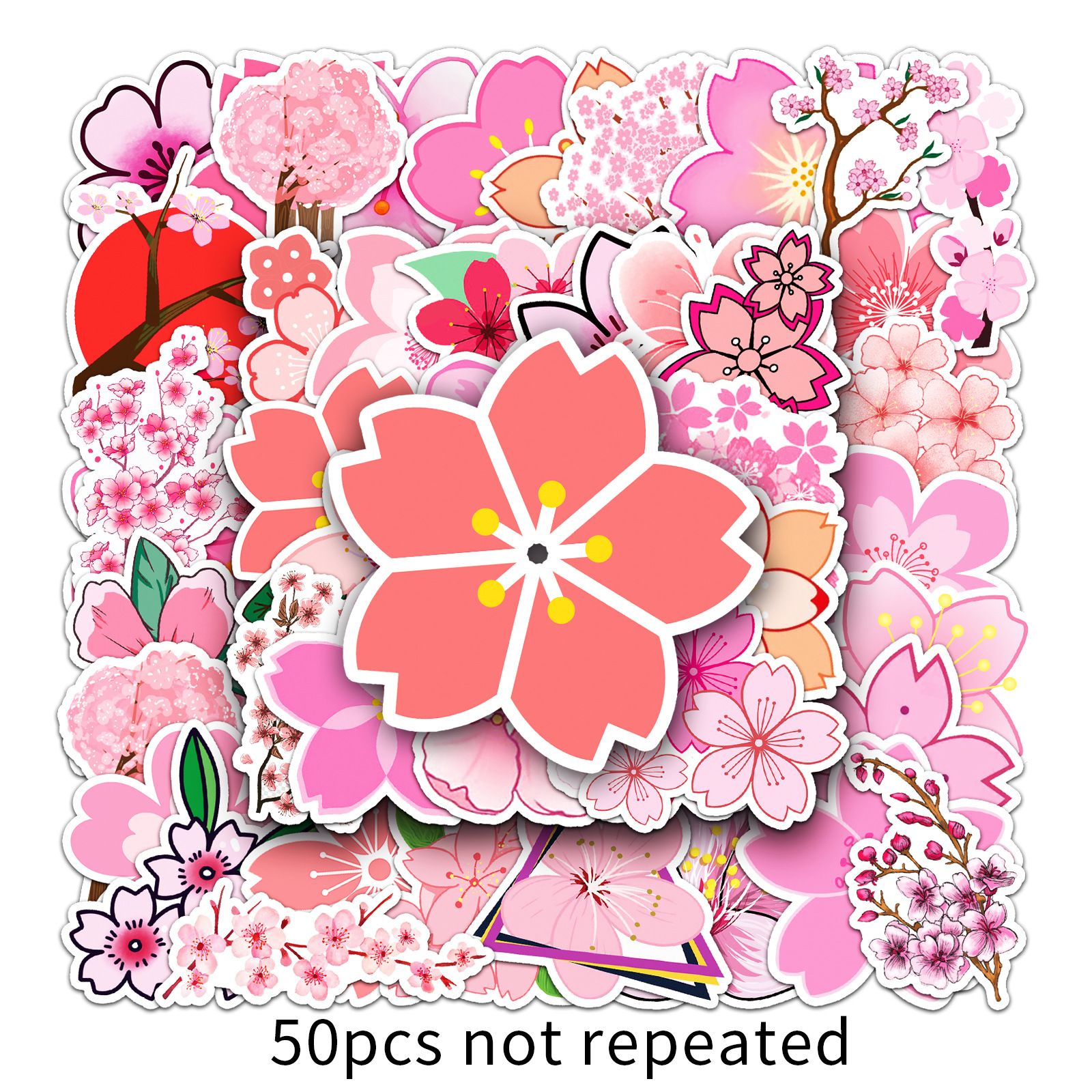 Cherry Blossoms Stickers 50Pcs Laptop Stickers Aesthetic view 5