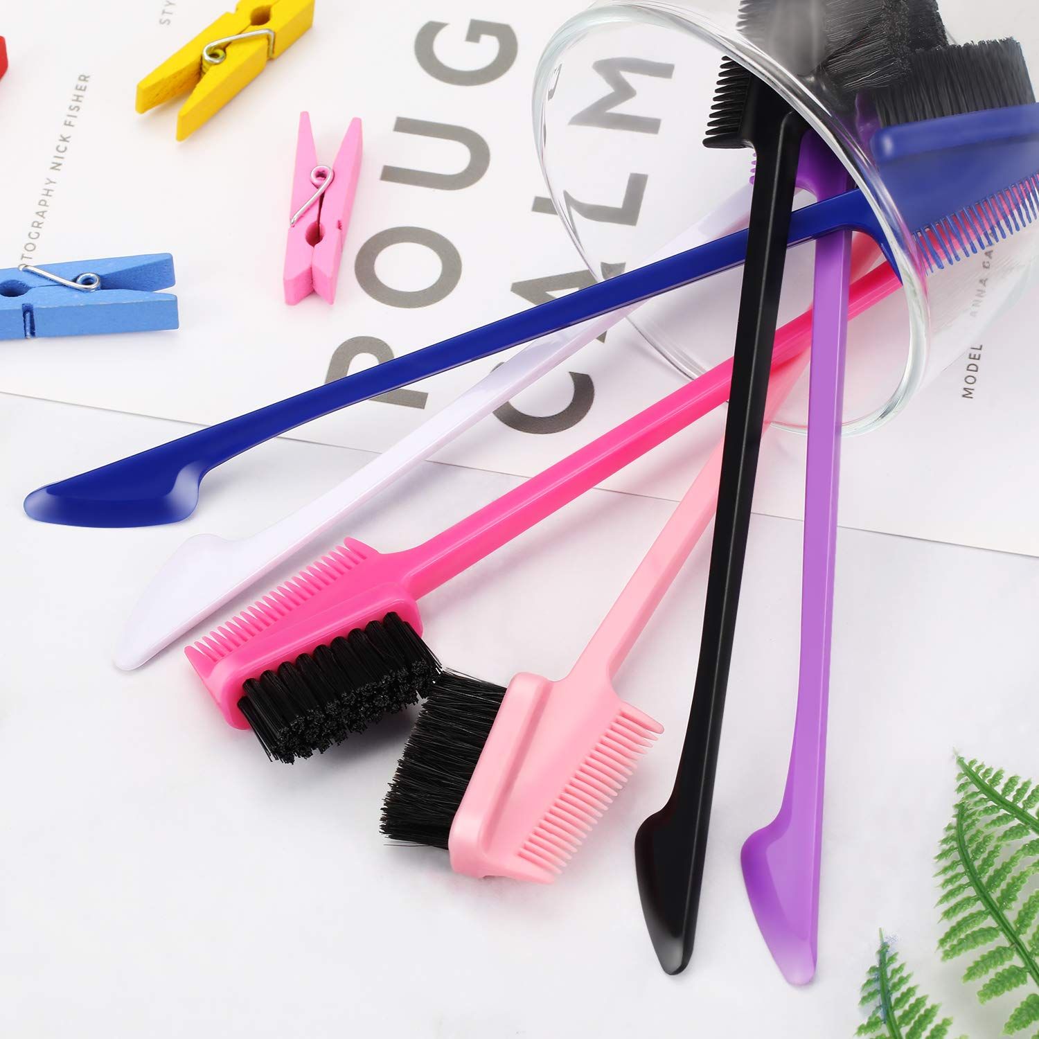 6 Pieces 3 in 1 Hair Edge Brush Double Sided Hair Comb Pack Smooth Brush Comb view 4