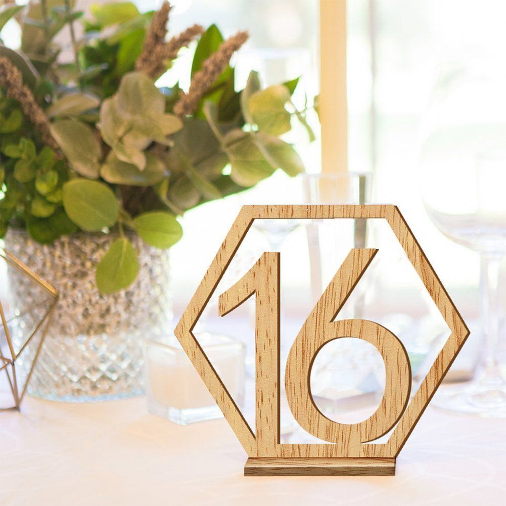 Wooden Table Numbers,Fashionclubs 1-20 Wedding Table Numbers with Holder view 2