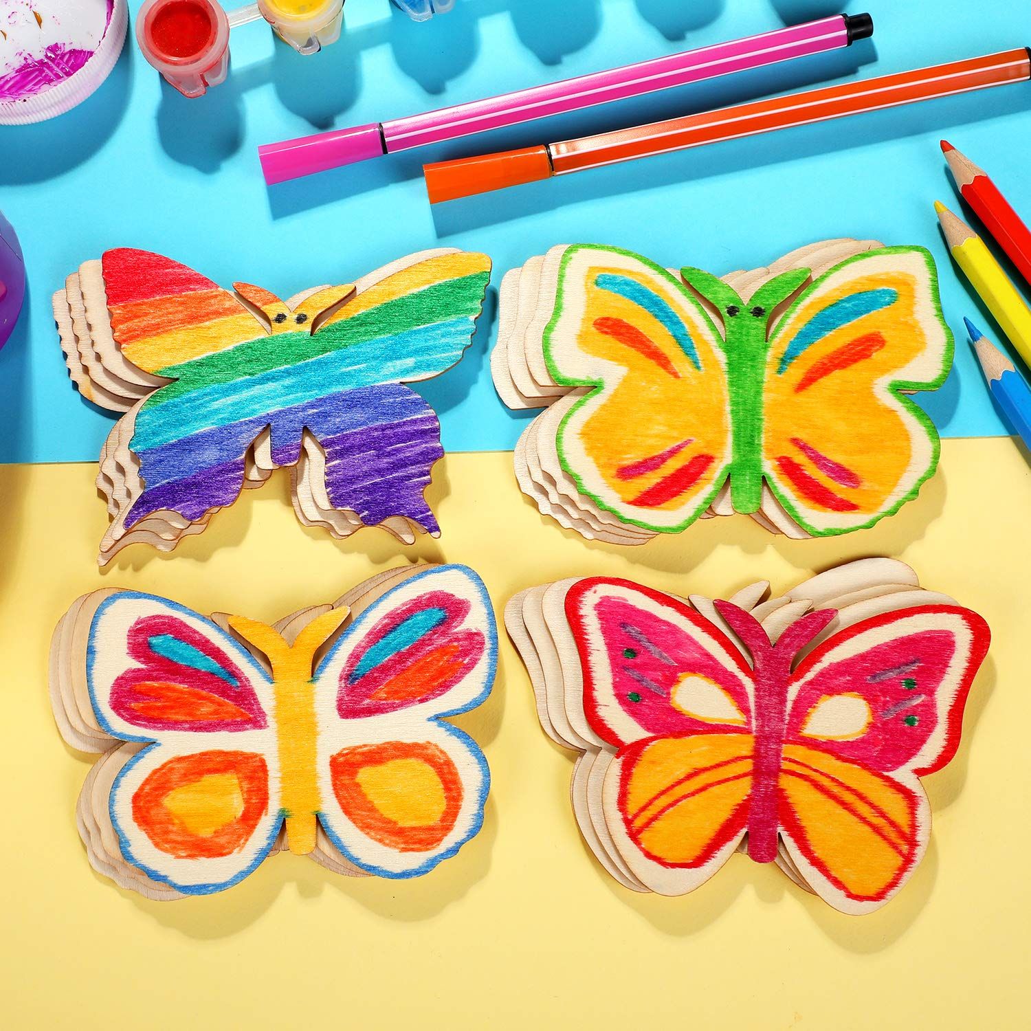 40 Pieces Butterfly Unfinished Wooden Butterfly Blank Wood Butterfly Shaped view 3