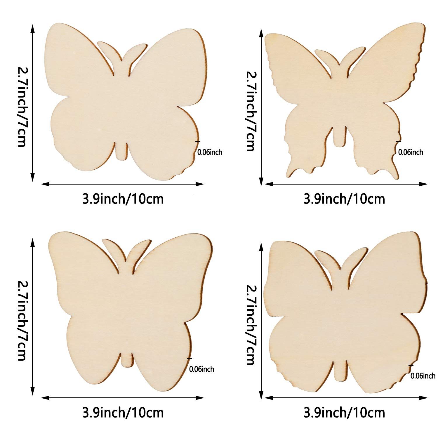 40 Pieces Butterfly Unfinished Wooden Butterfly Blank Wood Butterfly Shaped view 5