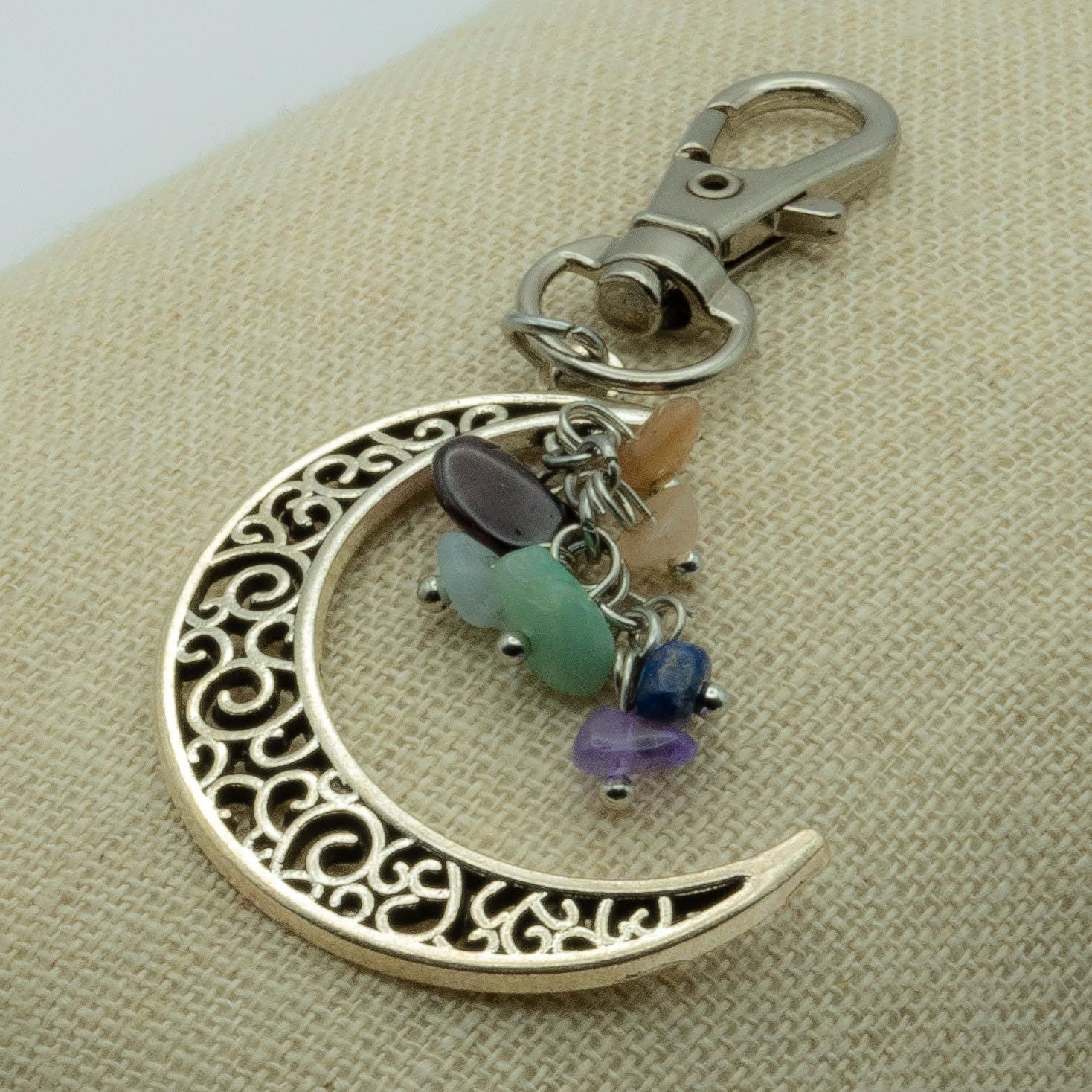 Pendant Keychain with Natural Colorful Gemstones - Multifunctional view 2