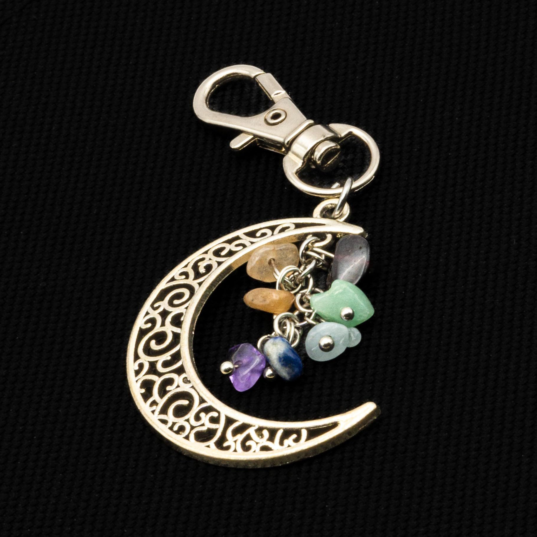 Pendant Keychain with Natural Colorful Gemstones - Multifunctional view 4