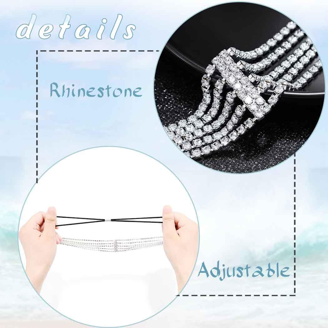 Rhinestone Elastic Head Chain Jewelry Silver Crystal Headband Easter Sparkly view 4