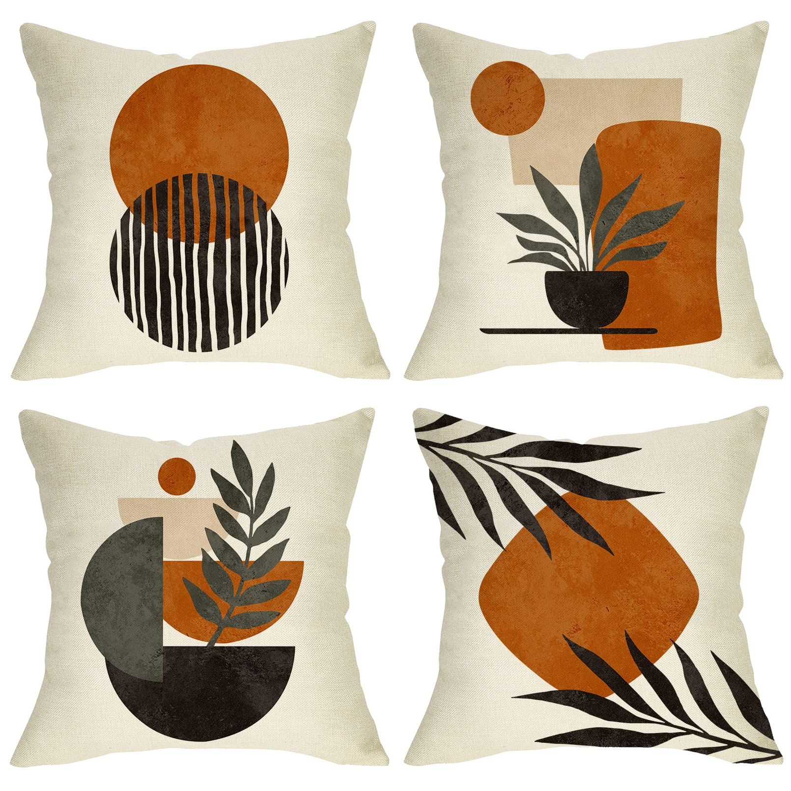 Abstract Sunset Plant Olive Leaves Decorative Throw Pillow Covers Set of 4 — image 1
