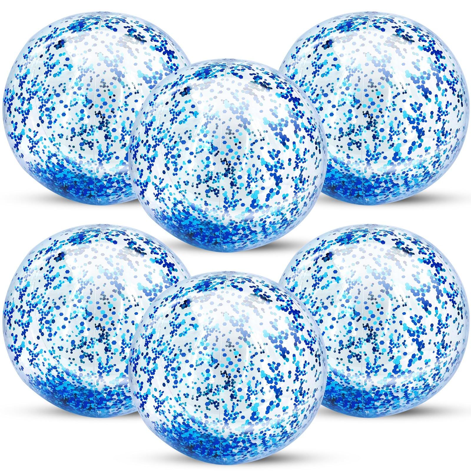 6 Pcs 23.6 Inch Jumbo Sequins Beach Ball Pool Toys Balls Glitters Inflatable