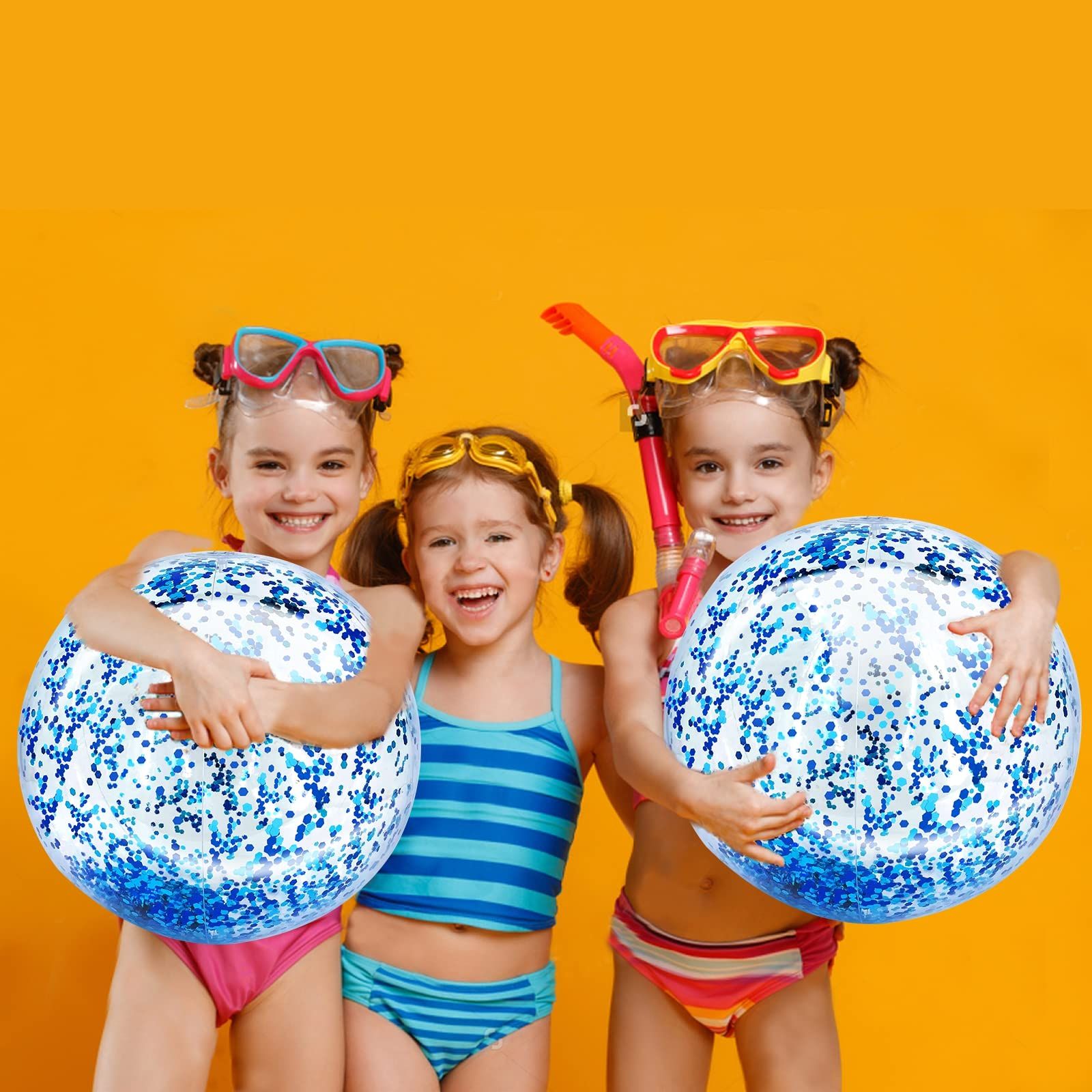 6 Pcs 23.6 Inch Jumbo Sequins Beach Ball Pool Toys Balls Glitters Inflatable view 3