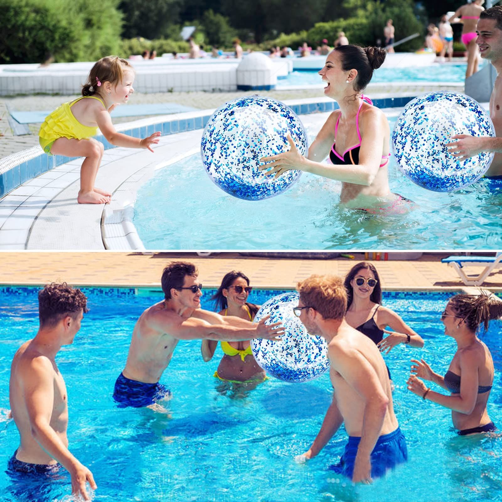 6 Pcs 23.6 Inch Jumbo Sequins Beach Ball Pool Toys Balls Glitters Inflatable view 5