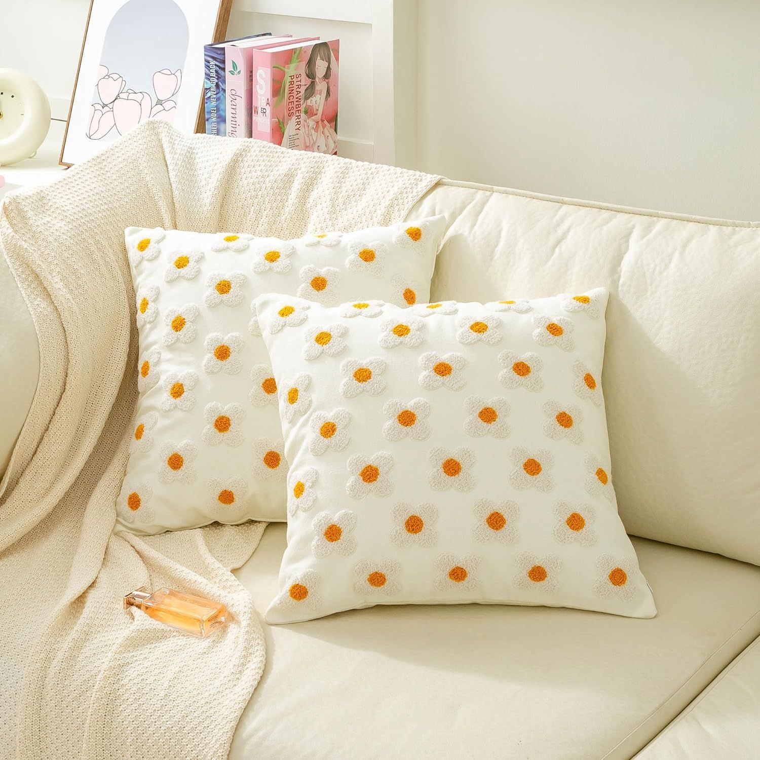 Throw Pillow Covers Sun Flower Jacquard Pillowcase Cushion Case Square for