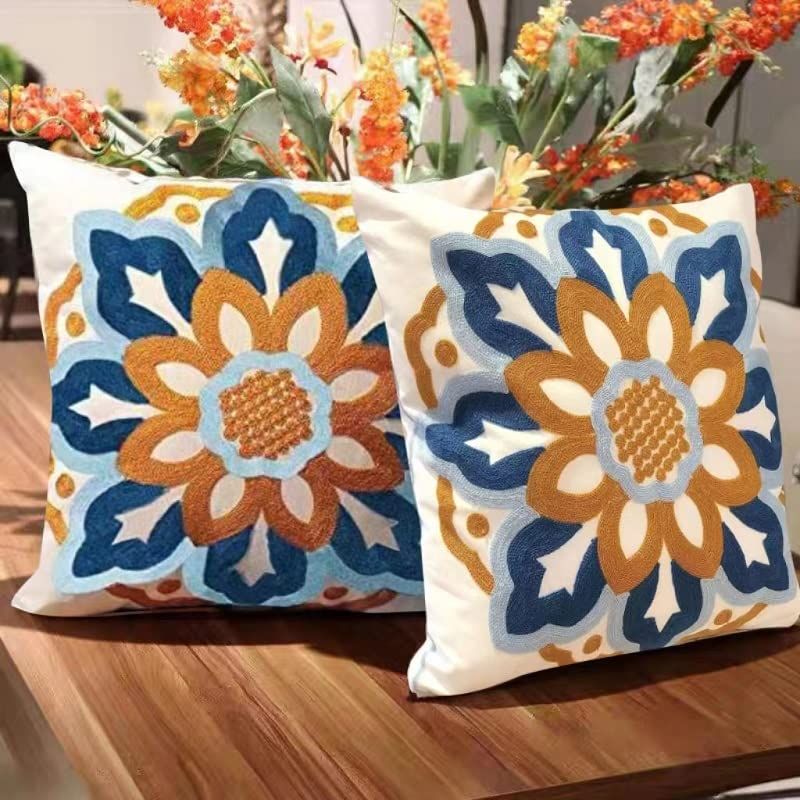 Boho Pillow Covers, Square Embroidery Throw Pillows Cushion Set for Sofa Couch view 4