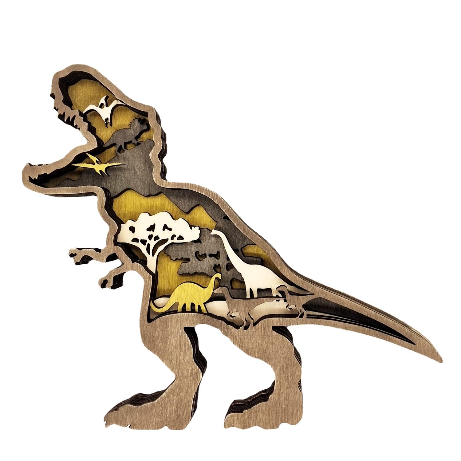 Wooden Dinosaur Decor,Tyrannosaurus Rex Statues and Figurines,Table Knacks