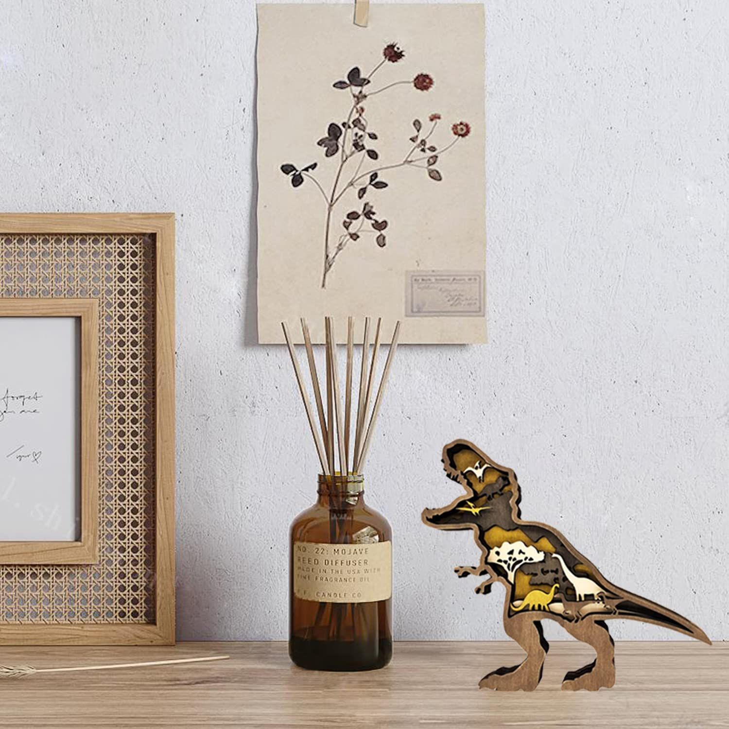 Wooden Dinosaur Decor,Tyrannosaurus Rex Statues and Figurines,Table Knacks view 4