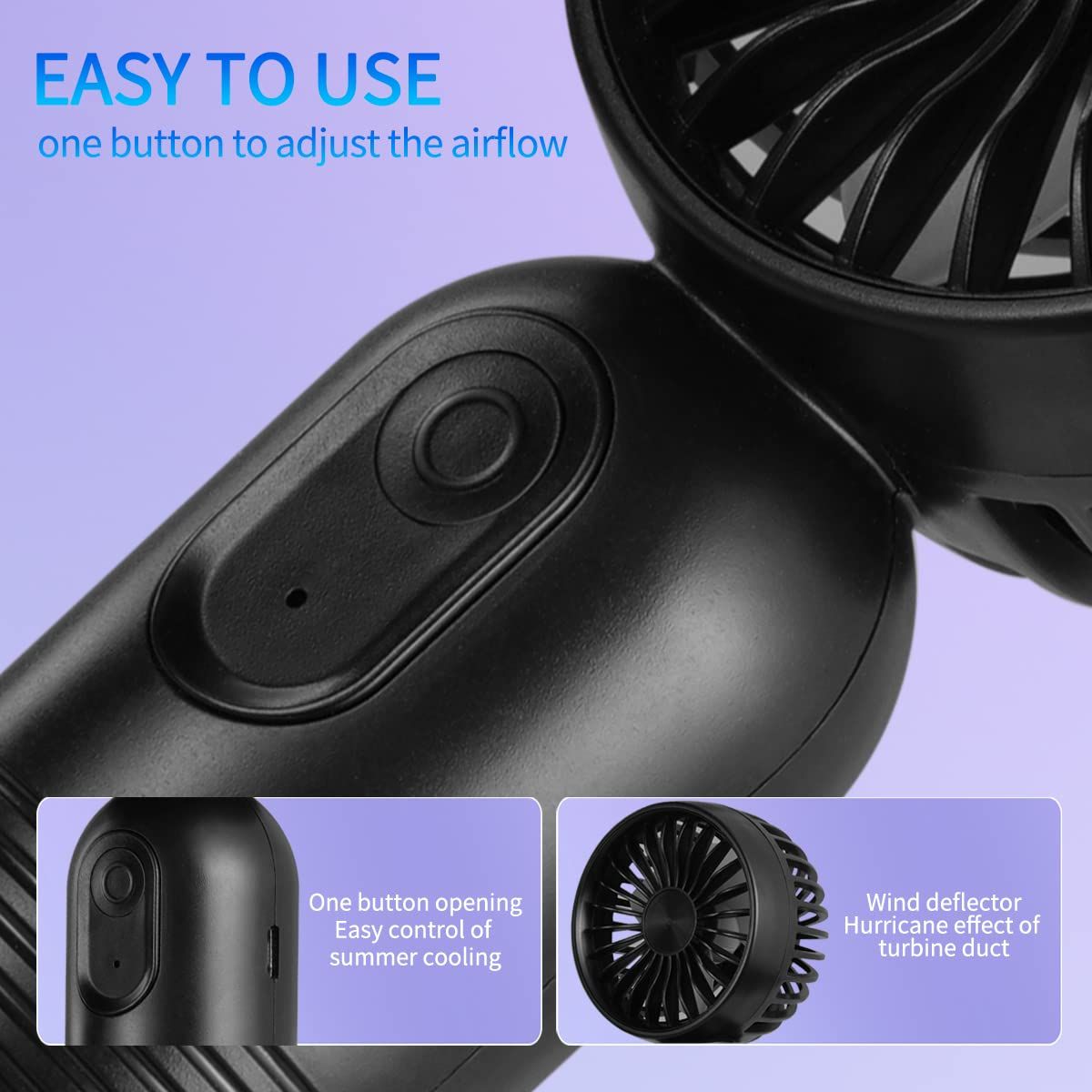 Mini Fan 2 Pack, Cute Handheld Fan Battery Operated Lightweight Small Personal view 3