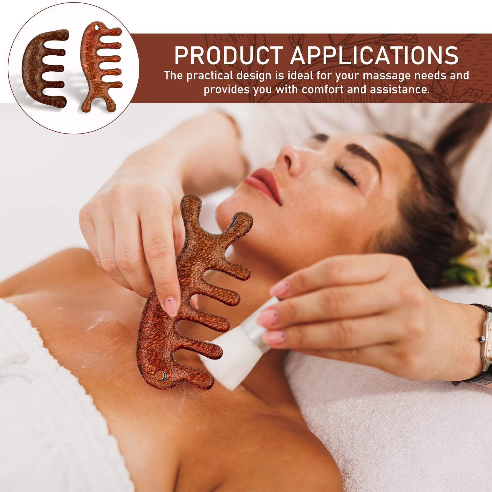 2 Pack Wooden Scalp Massage Comb Massage Comb Hair Massager Scalp Face Massage view 5
