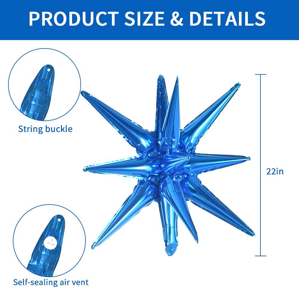 20 Pcs Star Foil Balloons 22in Cone Balloons Magic Starburst Balloons Large view 3