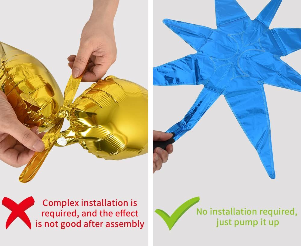 20 Pcs Star Foil Balloons 22in Cone Balloons Magic Starburst Balloons Large view 5