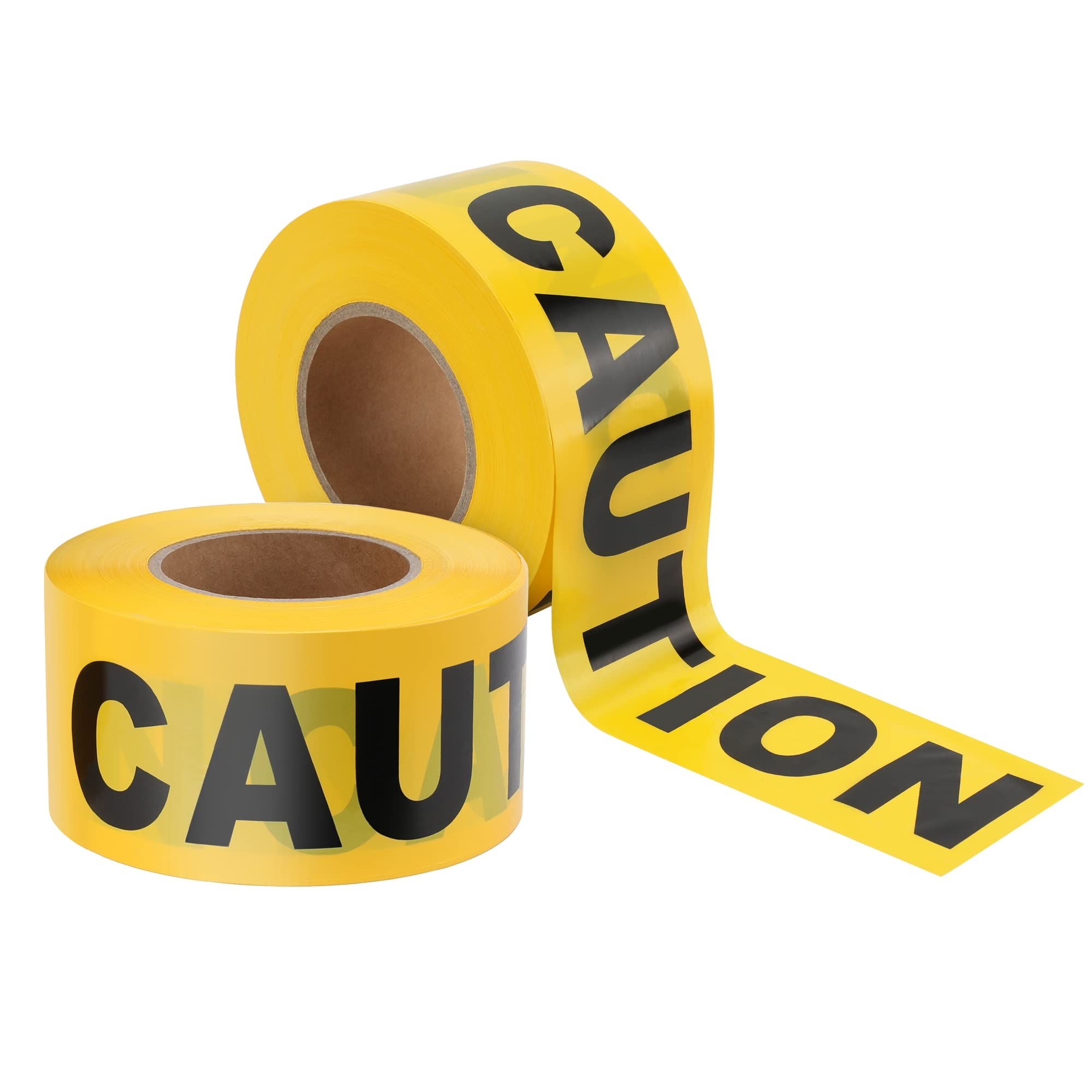 Caution Tape, 2 Pack Yellow Caution Tape Roll, 3 Inch x 1000 Feet, Warning — image 1