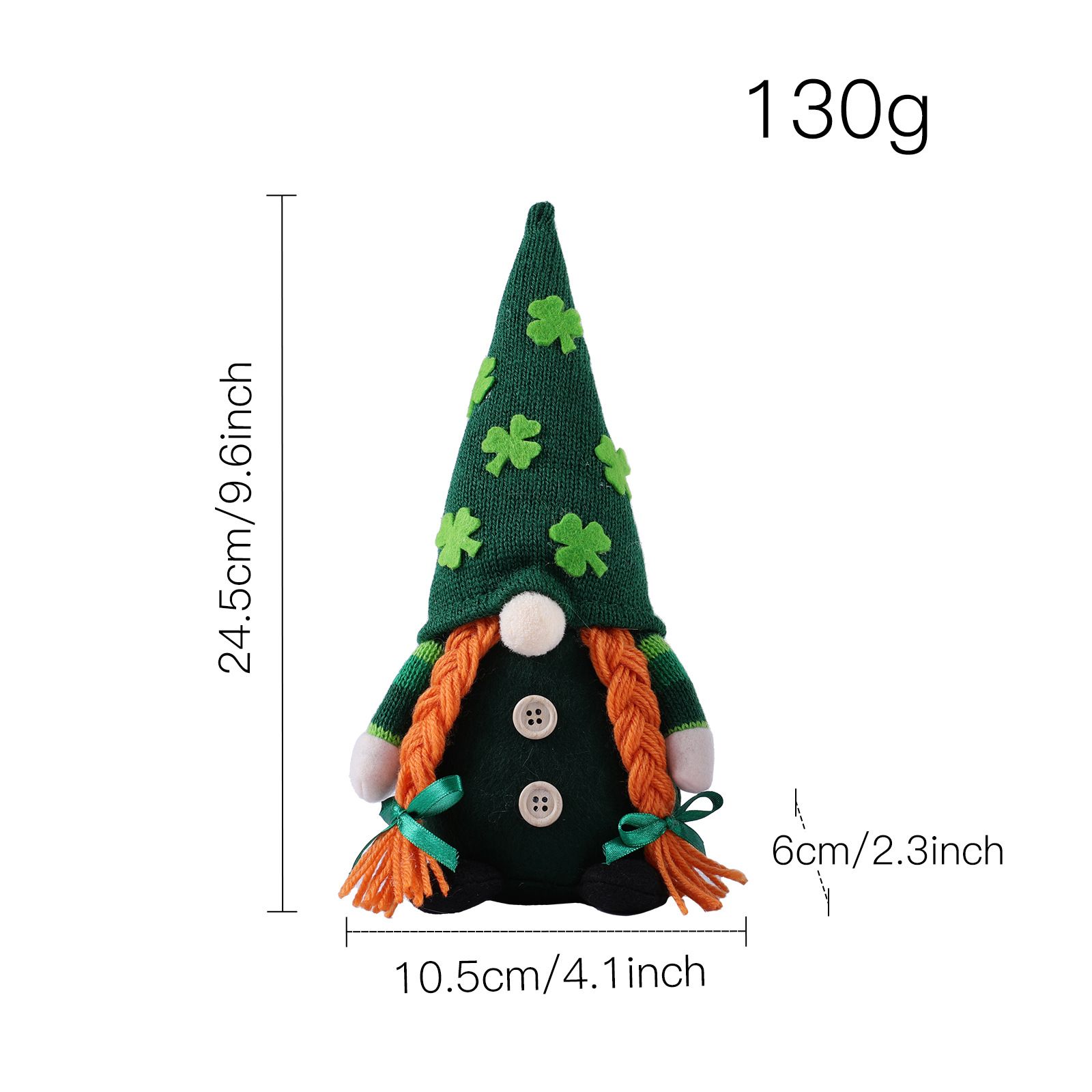 Plush Decoration, 2 Pack different Green Hats with Shamrock ,Faceless Elderly view 4