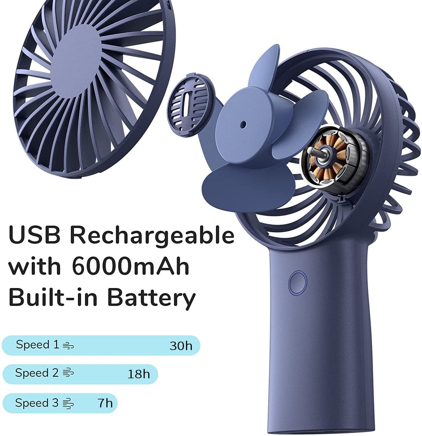 Handheld Fan [30H Max Cooling Time] Mini Portable Hand Fan view 2